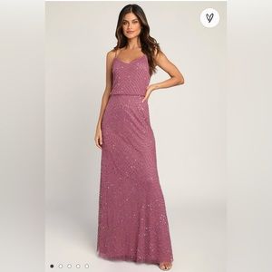 Wine Beaded Sequin Maxi Dress -worn once!